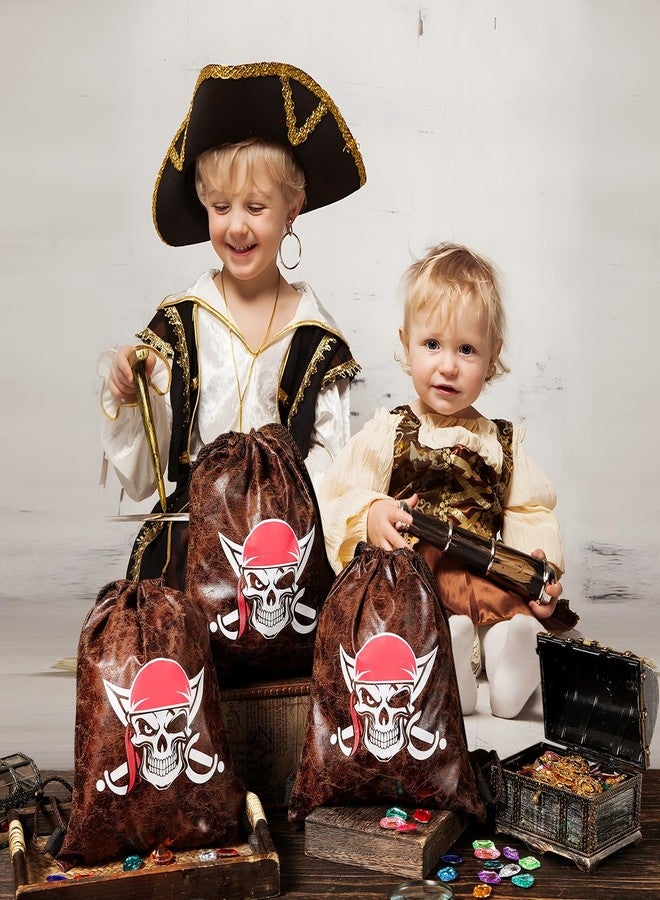 RICHNESS Pirate Drawstring Backpack - 10x12 Inches Medieval Faux Leather Skull Loot Bags for Pirate Adventure Party Favor Pack of 6 - Image 4